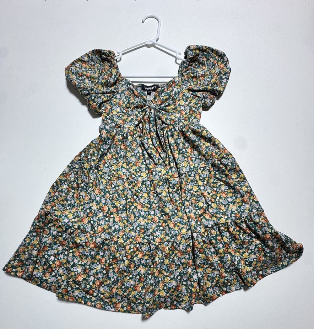 Trixxi Girl's Floral A-Line Dress Short Puffer Sleeve, Size Girls M 8-10